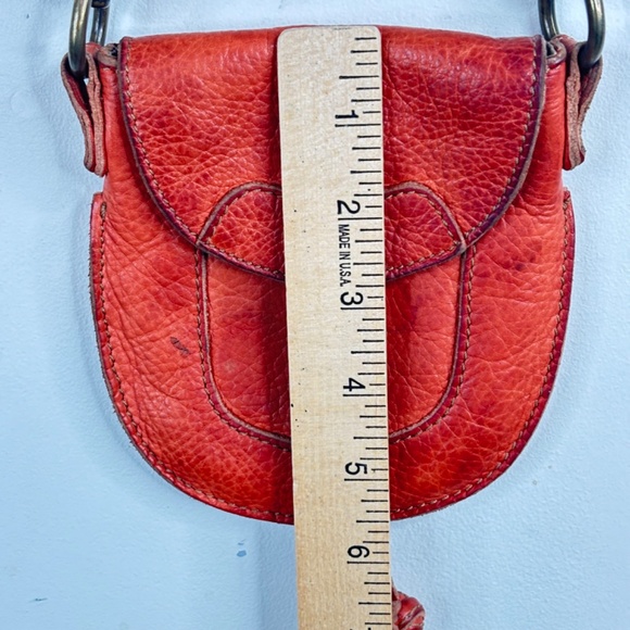 VTG Y2K FOSSIL Crossbody Pouch Bag Burnt Orange Pebble Leather Bobble Micro Mini - Picture 9 of 11